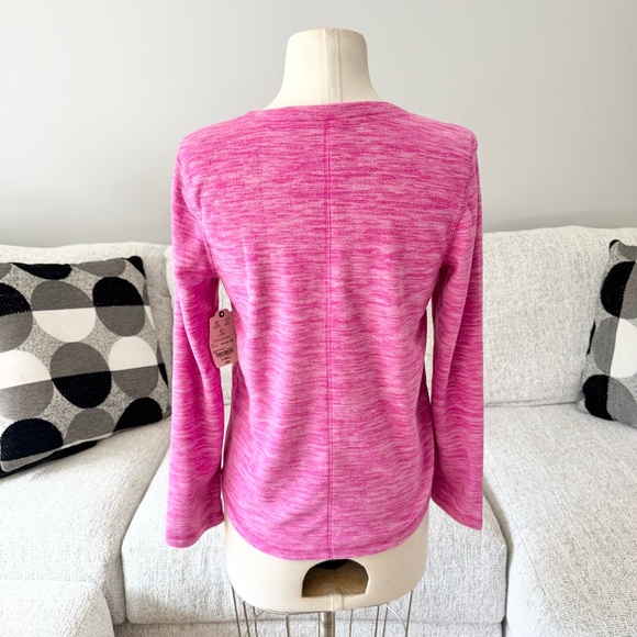 XS S M L St. John's Bay Pink Long Sleeve V-Neck Top fleece - Picture 4 of 4